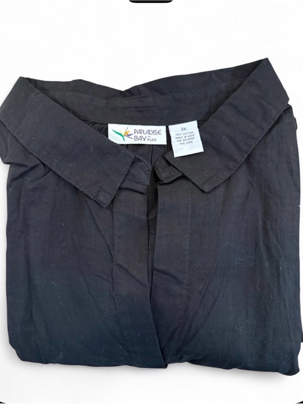NWT Women's Paradise Bay Black button up shirt plus size 3x